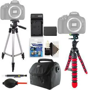 Tall + Flexible Tripod + Replacement for LP-E10 Battery + Lens Pen + Dust Blower + Universal Screen Protector + Gadget Bag + 3pc Cleaning Kit