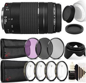 Canon EF 75-300mm f/4-5.6 III Lens  + 3pc Filter Deluxe Accessory Kit for Canon EOS 750D 760D 650D 600D