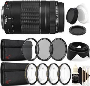 Canon EF 75-300mm f/4-5.6 III Lens  + UV CPL Filter Deluxe Accessory Kit for Canon EOS 750D 760D 650D 600D
