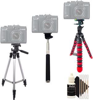 Tall Tripod + Flexible Tripod + Monopod + 3pc Cleaning Kit