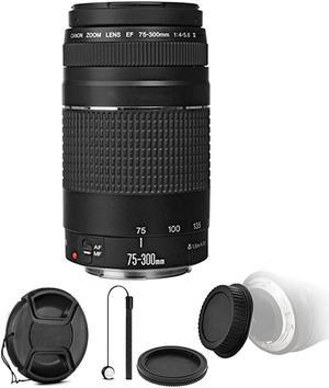 Canon EF 75-300mm f/4-5.6 III Lens  with Rear & Front Lens Cap + Holder for Canon EOS 750D 760D 650D 600D
