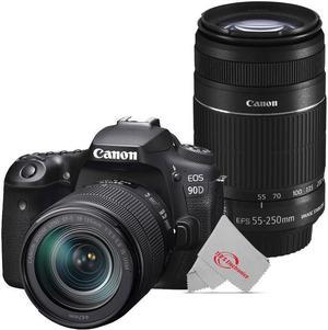 Canon EOS 90D 325MP APSC Builtin WiFi DSLR with Canon 18135mm  Canon 55250mm Lens