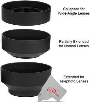 58MM Soft Rubber Collapsible Lens Hood For Canon 18-55, 75-300 and 55-250mm Lenses