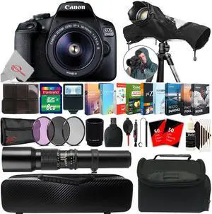 Canon EOS 2000D 24.1MP Digital SLR Camera + 18-55mm & 500mm Lens Accessory Kit