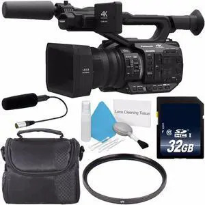 Panasonic AG-UX90 4K/HD Professional Camcorder + 32GB Memory Card + Super-Directional Camera Mountable Shotgun Microphon