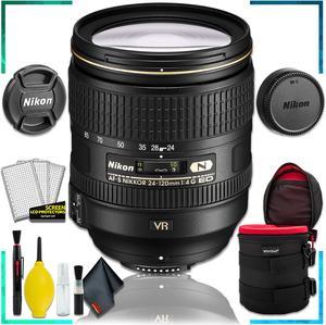 Nikon AF-S NIKKOR 24-120mm f.4G ED VR Lens (Intl Model) + 4.5 inch Vivitar Premium Lens Case + Cleaning Kit