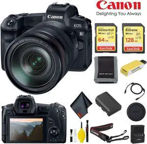 Canon EOS R Mirrorless Digital Camera with RF 24-105 F4 L IS USM Lens and Mount Adapter EF-EOS R Kit, Intl - Storage Kit