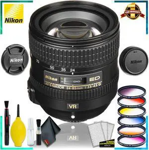 Nikon AF-S NIKKOR 24-85mm f/3.5-4.5G ED VR Lens + Vivitar Graduated Color Filter Kit + Cleaning Kit