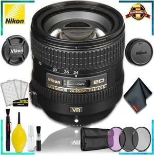 Nikon AF-S NIKKOR 24-85mm f/3.5-4.5G ED VR Lens + 3pcs UV Lens Filter Kit + Cleaning Kit