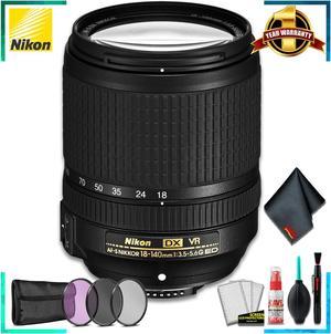 Nikon 18-140MM F/3.5-5.6G ED AF-S DX VR Camera Lens (International Model) + 3 Pcs Filter Kit + Cleaning Kit