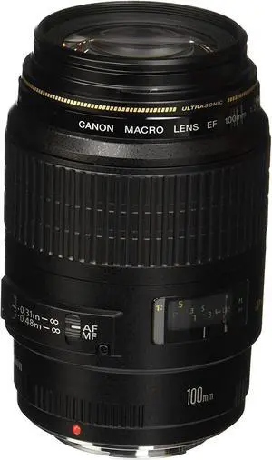 Canon EF 100mm f/2.8 Macro USM Fixed Lens for Canon SLR Cameras International Version (No Warranty)