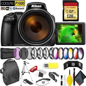 Nikon COOLPIX P1000 Digital Camera + 128GB Memory Card Professional Kit Intl Model