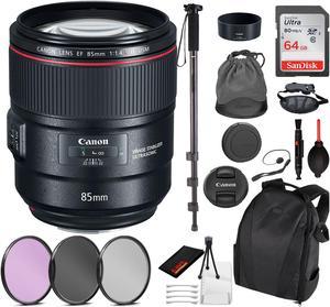 Canon EF 85mm f/1.4L IS USM Lens (2271C002) Essential Bundle Kit for Canon EOS - International Model No Warranty