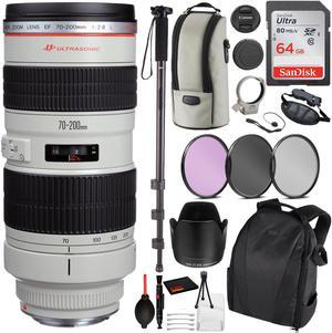 Canon EF 70-200mm f/2.8L USM Lens Essential Bundle Kit for Canon EOS - International Model No Warranty