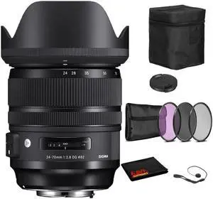 Sigma 24-70mm f/2.8 DG OS HSM Art Lens for Nikon F with Bundle: 3pc Filter Kit + More