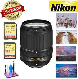 NIKON 18-140MM F/3.5-5.6G ED AF-S DX VR Lens with 1 Year Warranty Sandisk 64GB and 128GB Extreme Memory Card SDXCUHS-I