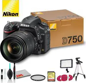 Nikon D750 DSLR Camera with 24-120mm Lens + Sandisk 32 GB SD Card, 72 Inch Tripod and more