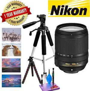 NIKON 18-140MM F/3.5-5.6G ED AF-S DX VR Lens with 1 Year Warranty, 12 in Flexible Tripod and 72 in Professional Heavy Al