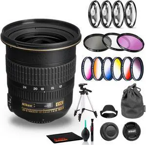 Nikon AF-S DX Zoom-NIKKOR 12-24mm f/4G IF-ED Lens Includes Filter Kits and Tripod (Intl Model) Bundle