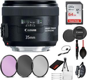 Canon EF 35mm f/2 IS USM Lens (5178B002) Essential Bundle Kit for Canon EOS - International Model No Warranty