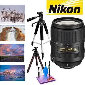 NIKON 18-300MM F/3.5-6.3G ED AF-S DX VR Lens with 12 in Flexible Tripod and 72 in Professional Heavy Aluminum Tripod