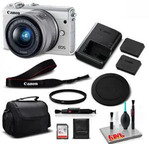 Canon M100 Camera 15-45 Lens (Kit Box)- Kit with 16GB- International Model