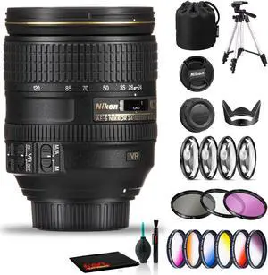 Nikon AF-S NIKKOR 24-120mm f/4G ED VR Lens Includes Filter Kits and Tripod (Intl Model) Bundle