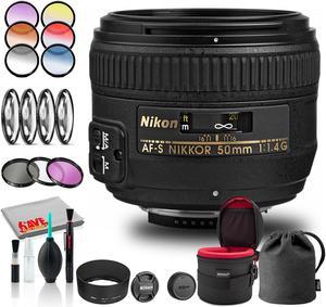 Nikon AF-S NIKKOR 50mm f/1.4G Lens (INTL Model) with Padded Case and Filters