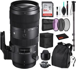 Sigma 70-200mm f/2.8 DG OS HSM Sports Lens for Canon EF with Advance Bundle: Backpack + Sandisk 64gb SD+ More