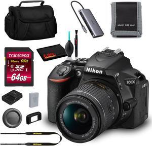Nikon D5600 DSLR Camera with 18-55mm Lens (Intl Model) and 64GB Memory Bundle