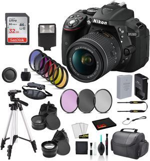 Nikon D5300 DSLR Camera with AF-P 18-55mm VR Lens Bundle SanDisk 32GB SD Card + 9PC Filter Kit +  MORE - International