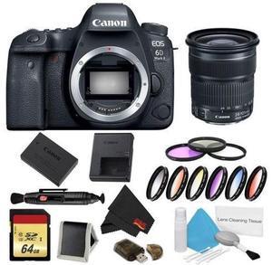 Canon EOS 6D Mark II DSLR Camera (Body Only) 9 Piece Filter w/ Memory Bundle + Bonus EF 24-105mm Lens - Intl Model
