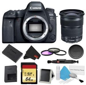 Canon EOS 6D Mark II DSLR Camera (Body Only) 3 Piece Filter w/ Memory Bundle + Bonus EF 24-105mm Lens - Intl Model