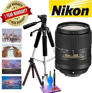NIKON 18-300MM F/3.5-6.3G ED AF-S DX VR Lens with 1 Year Warranty, 12 in Flexible Tripod and 72 in Professional Heavy Al