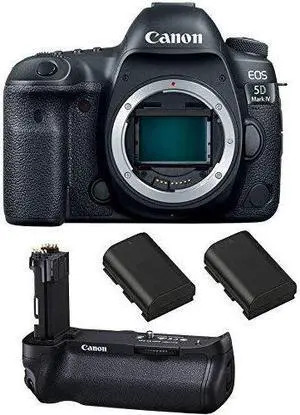 Canon EOS 5D Mark IV DSLR Camera (Body) + Canon BG-E20 Battery Grip + 2 Spare Batteries