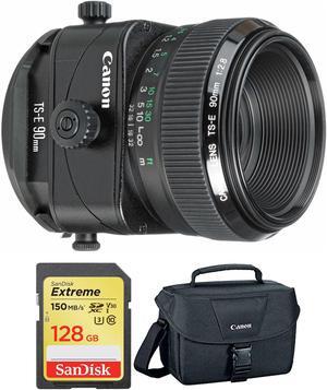 Canon TS-E 90mm f/2.8 Tilt-Shift Lens  with BONUS 128GB Memory Card and Canon Carrying Case Combo  (Special Intl Model)