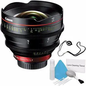 Canon CN-E 14mm T3.1 L F Cinema Prime Lens (EF Mount) (International Model ) + Deluxe Cleaning Kit + Lens Cap Keeper 6AVE Bundle 2