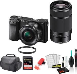 Sony Alpha a6000 Mirrorless Digital Camera with 16-50mm + 55-210mm Lenses with 64GB Memory Card -International Model