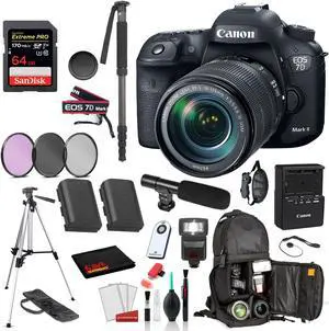 Canon EOS 7D Mark II DSLR Camera with 18-135mm f/3.5-5.6 IS USM Lens Bundle SanDisk Extreme Pro 64gb SD +  MORE