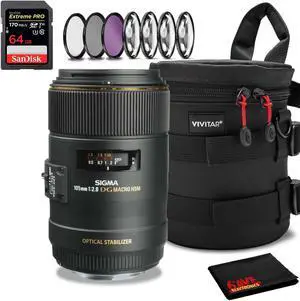Sigma 105mm Lens for Canon EF (Intl Model) (258101) Bundle
