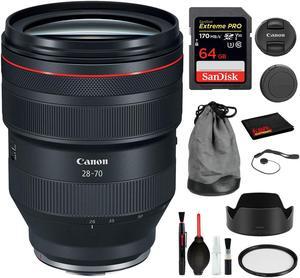 Canon RF 28-70mm f/2L USM Lens (3447C002) with Bundle Includes: UV Filter, Sandisk Extreme Pro 64gb + More