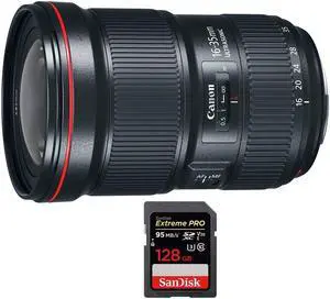 Canon EF 16-35mm f/2.8L III USM Ultra Wide Angle Zoom Lens (0573C002) with Sandisk Extreme PRO SDXC 128GB UHS-1 Memory C