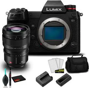 Panasonic Lumix DC-S1 Full- Frame Mirrorless Digital Camera (Body)-Bundle with Panasonic Lumix S PRO 50mm f/1.4 Lens + 64GB Memory Card + MORE