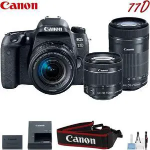 Canon EOS 77D Digital SLR Camera with 18-55mm & 55-250mm Lenses Kit (International Model)