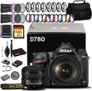 Nikon D780 DSLR Camera with 24-120mm, 50mm Lens, 32GB SD, and More (Intl Model)