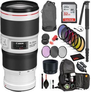 Canon EF 70-200mm f/4L IS II USM Lens  (2309C002) with Bundle  Includes: 9PC Filter Kit, Sandisk 32GB SD + More