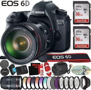 Canon EOS 6D DSLR Camera with Canon 24-105mm USM Lens - 32GB Memory - Advanced Creative Photography Filter Kit and Essen