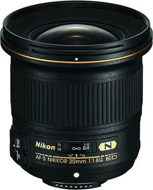 Nikon AF-S FX NIKKOR 20mm f/1.8G ED Fixed Lens with Auto Focus for Nikon DSLR Cameras