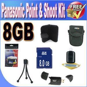 Panasonic Point & Shoot Accessory Saver Bundle (8GB SDHC Memory + USB Card Reader + Deluxe Camera Case w/Strap + LCD Scr