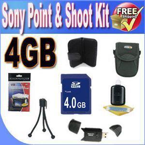 Sony Point & Shoot Accessory Saver Bundle (4GB SDHC Memory + USB Card Reader + Deluxe Camera Case w/Strap + LCD Screen P